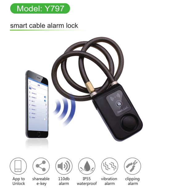 Enhance Security with the Y797 Bluetooth Steel Cable Alarm Lock: Perfect for Bikes, Scooters, and Outdoor Gear